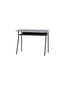 MOBILI 2G - Banco Scuola moderno metallo nero piano melaminico nero 100x50x76,5 vista frontale