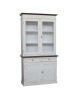 MOBILI 2G - Cristalliera 2 porte shabby legno bianco invecchiato noce 105X42X205 VISTA FRONTALE