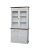 MOBILI 2G - Cristalliera 2 porte shabby legno bianco invecchiato noce 105X42X205 VISTA FRONTALE