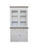 MOBILI 2G - Cristalliera 2 porte shabby legno bianco invecchiato noce 105X42X205 VISTA FRONTALE