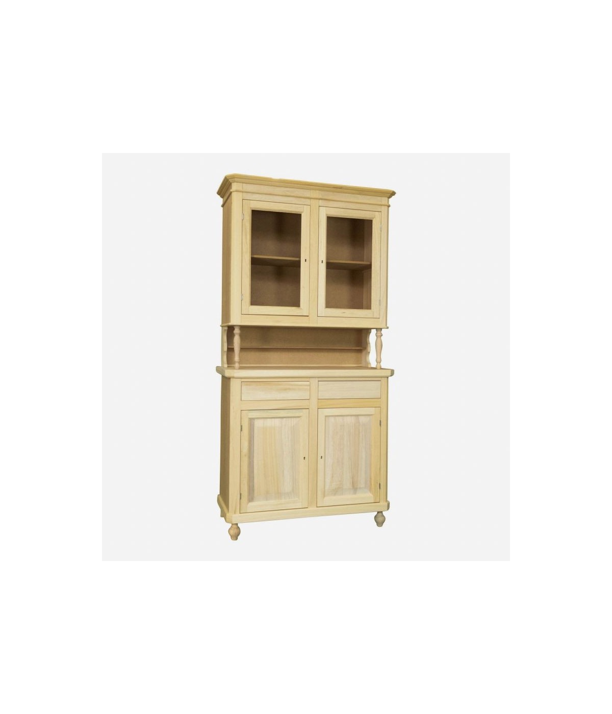 MOBILI 2G - Cristalliera in legno grezzo 2 Ante Napoletana L.104 P.43 H.210