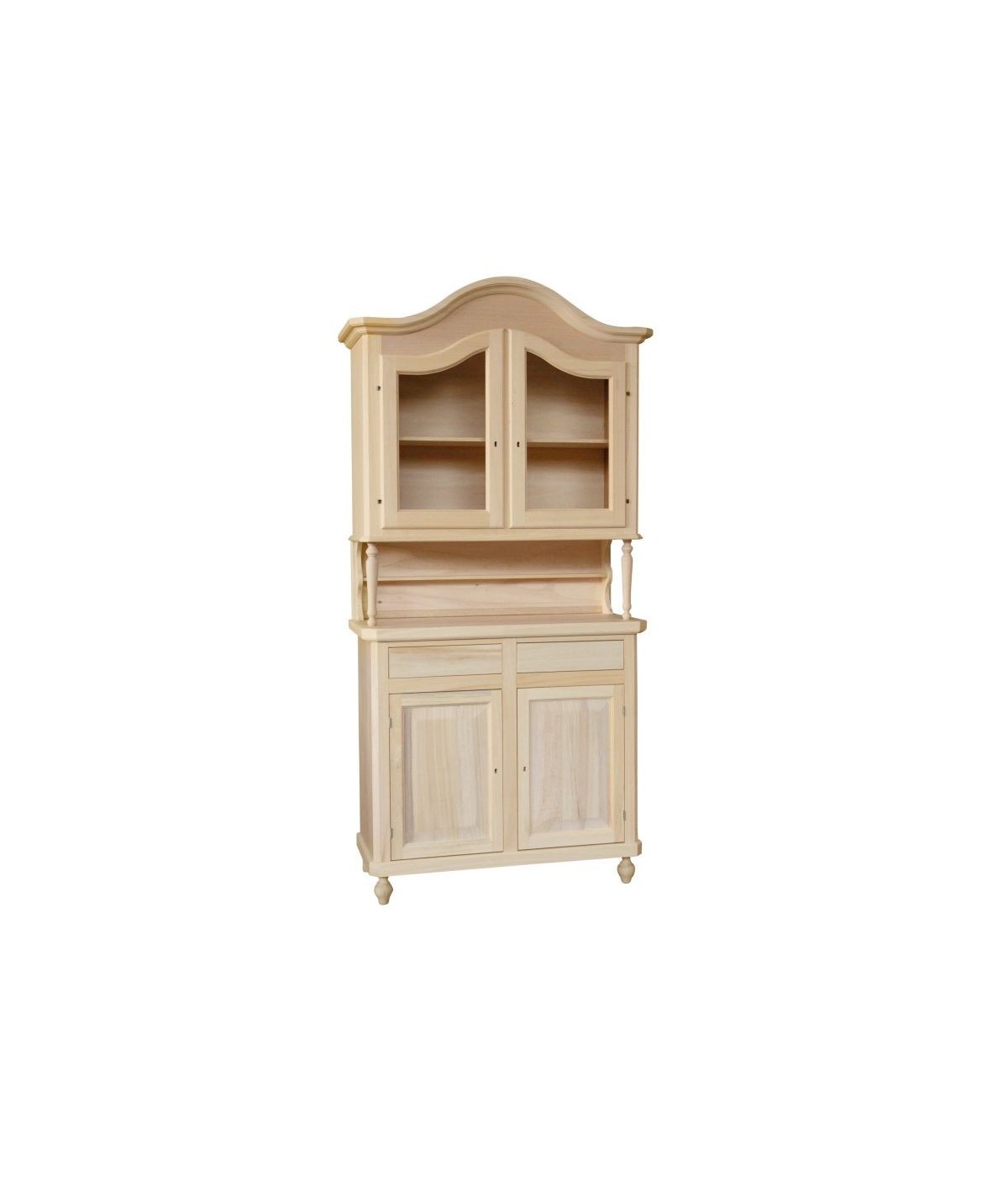 MOBILI 2G - CRISTALLIERA IN LEGNO CAPPELLO SAGOMATO 2 ANTE IN LEGNO GREZZO