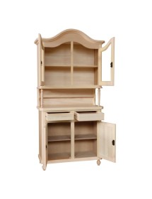 MOBILI 2G - CRISTALLIERA IN LEGNO CAPPELLO SAGOMATO 2 ANTE IN LEGNO GREZZO