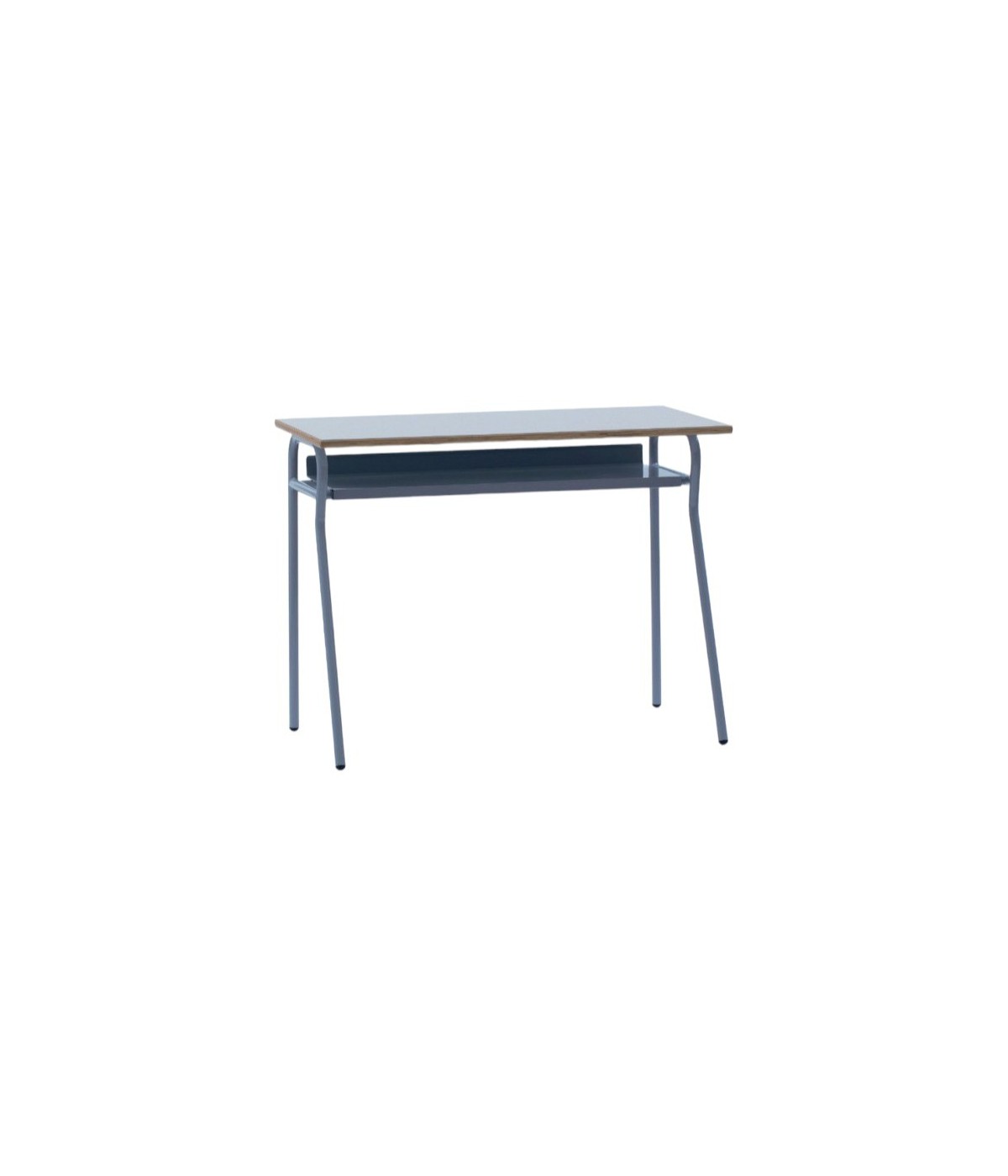 MOBILI 2G - Banco Scuola moderno metallo grigio piano melaminico grigio 100x50x76,5 vista frontale