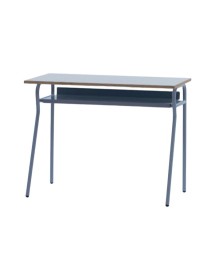 MOBILI 2G - Banco Scuola moderno metallo grigio piano melaminico grigio 100x50x76,5 vista frontale