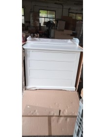 MOBILI 2G - Cassettiera classica 4 cassetti legno bianco shabby 115x50x90   vista frontale