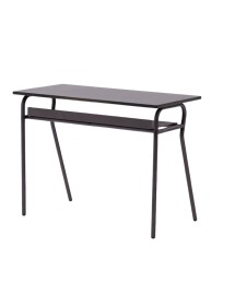 MOBILI 2G - Banco Scuola moderno metallo canna di fucile piano melaminico noce invecchiato 100x50x76,5 vista frontale