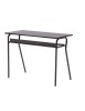 MOBILI 2G - Banco Scuola moderno metallo canna di fucile piano melaminico noce invecchiato 100x50x76,5 vista frontale