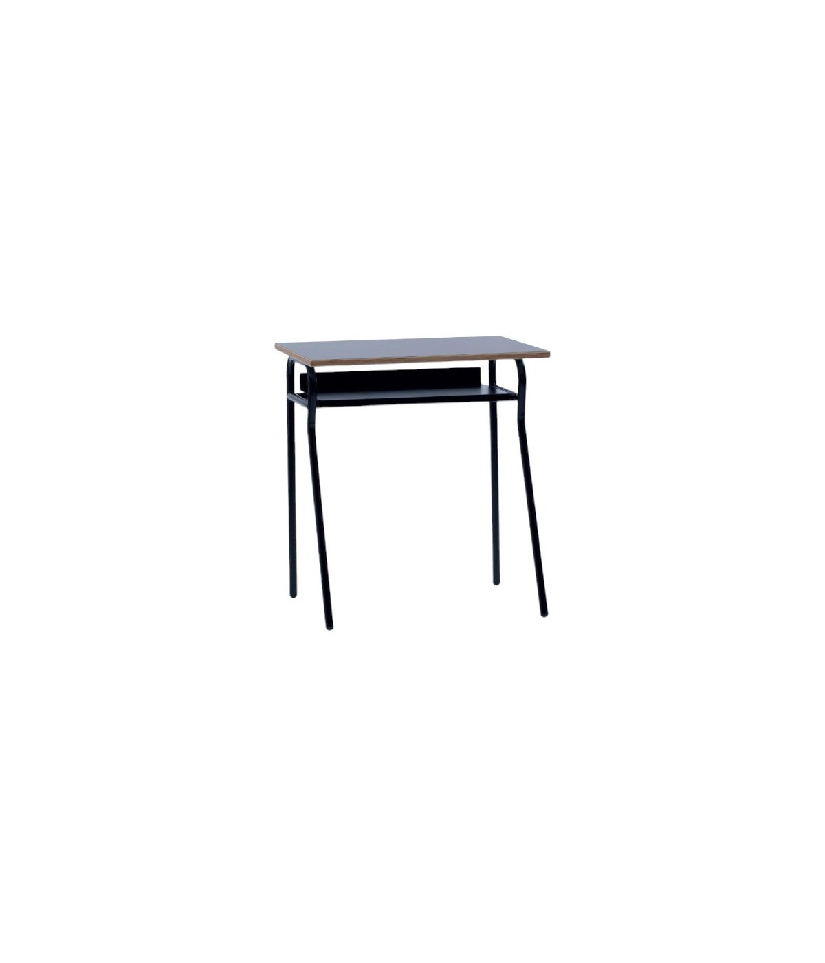 MOBILI 2G - Banco Scuola moderno metallo nero piano melaminico nero 70x50x76,5 vista frontale