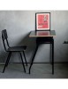 MOBILI 2G - Banco Scuola moderno metallo nero piano melaminico nero 70x50x76,5 vista laterale