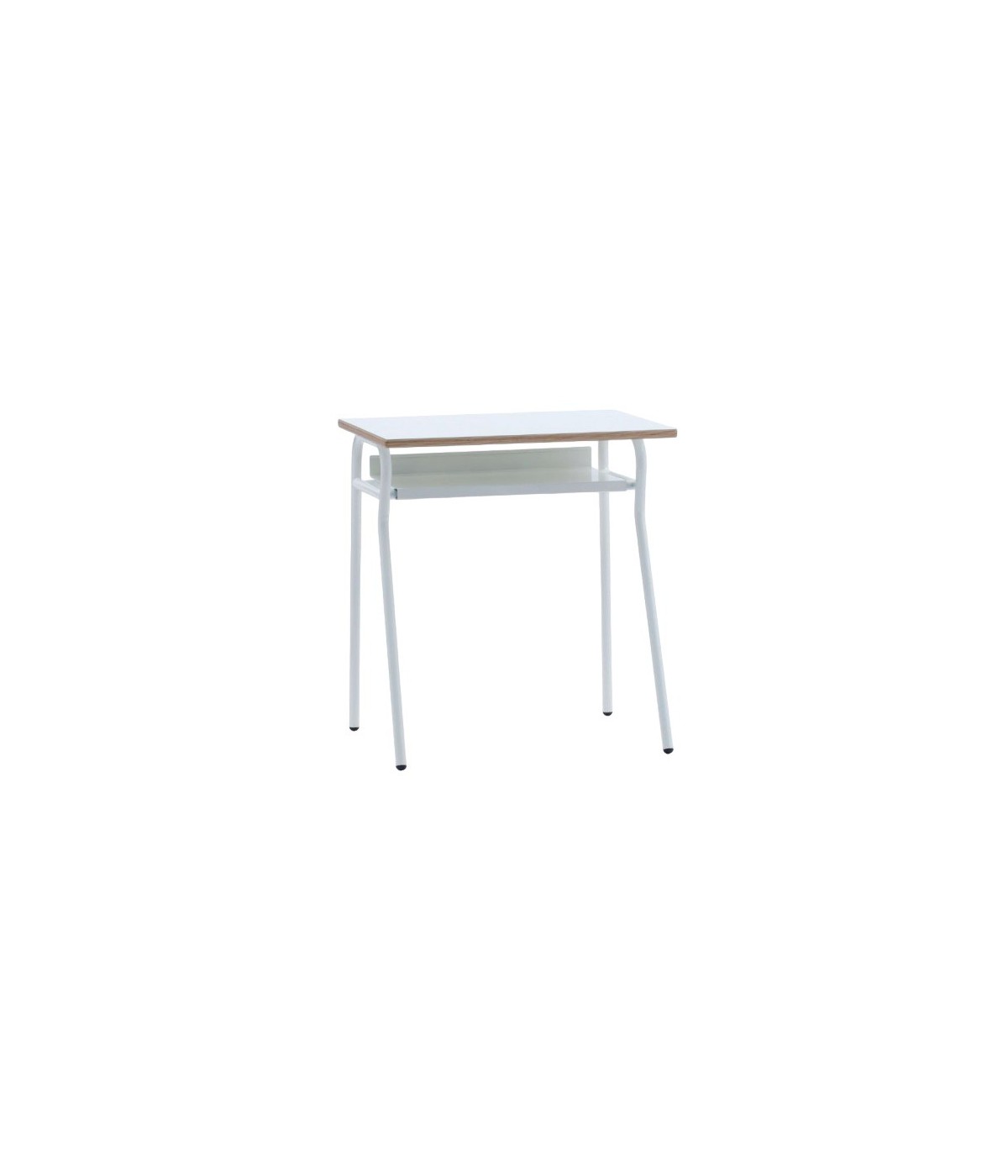 MOBILI 2G - Banco Scuola Moderno Metallo bianco Piano Melaminico bianco 70x50x76,5 vista frontale