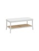 MOBILI 2G - Tavolino contemporaneo legno paglia bianco shabby 100X50X43 vista laterale