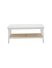 MOBILI 2G - Tavolino contemporaneo legno paglia bianco shabby 100X50X43 vista frontale