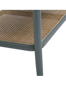 MOBILI 2G - Tavolino contemporaneo legno paglia grigio shabby 100X50X43 VISTA GAMBE