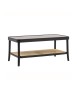 MOBILI 2G - Tavolino contemporaneo legno paglia nero shabby 100X50X43 vista laterale