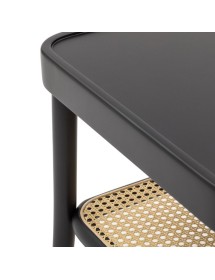 MOBILI 2G - Tavolino contemporaneo legno paglia nero shabby 100X50X43 vista piano