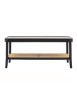 MOBILI 2G - Tavolino contemporaneo legno paglia nero shabby 100X50X43 vista frontale