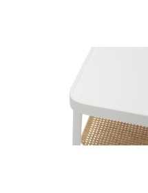 MOBILI 2G - Tavolino quadrato contemporaneo legno paglia bianco 60X60X43 vista coperchio