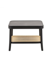 MOBILI 2G - Tavolino quadrato contemporaneo legno paglia nero 60X60X43 vista frontale