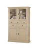 MOBILI 2G - DISPENSA CLASSICA 4 PORTE E 5 CASSETTI LEGNO AVORIO PATINATO 120x41x187 vista frontale