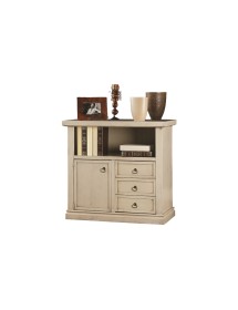 MOBILI 2G - PORTA TV IN LEGNO ARTE POVERA SHABBY AVORIO PATINATO 84xP40x81 vista frontale