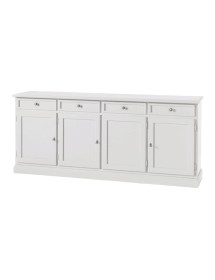 MOBILI 2G - Madia Credenza 4 porte 4 cassetti Arte povera bianco 203x42x86 VISTA FRONTALE