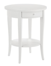 MOBILI 2G - Tavolino rotondo classico legno bianco 50x50x62 vista frontale