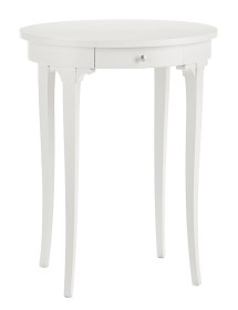 MOBILI 2G - Tavolino ovale bianco fumo classico laccato bianco 57x47x71 vista frontale
