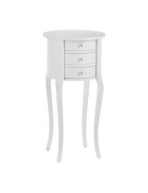 MOBILI 2G - Tavolino rotondo classico legno bianco opaco 35x35x68 vista frontale