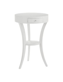 MOBILI 2G - Tavolino rotondo classico legno bianco shabby 45x45x70 vista frontale