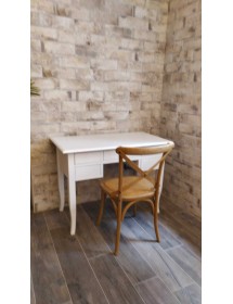 MOBILI 2G - SCRIVANIA ARTE POVERA 5 CASSETTI LEGNO BIANCO 130x65x81 vista frontale