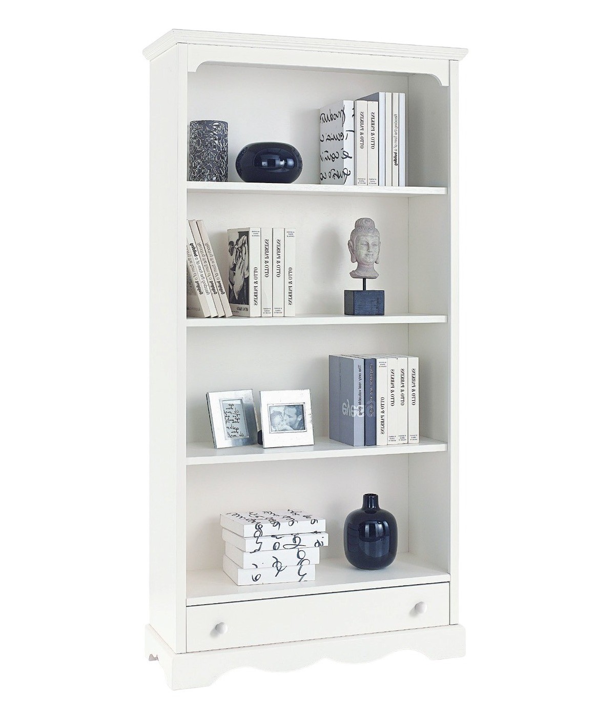 MOBILI 2G - LIBRERIA CLASSICA IN LEGNO BIANCO cm94x36x189H vista frontale