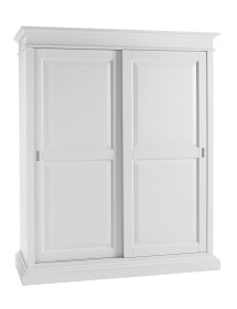MOBILI 2G - Armadio arte povera 2 Ante scorrevoli legno bianco shabby 183x67x212 vista frontale