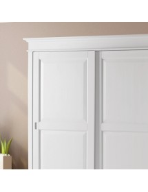 MOBILI 2G - Armadio arte povera 2 Ante scorrevoli legno bianco shabby 183x67x212 vista frontale cappello