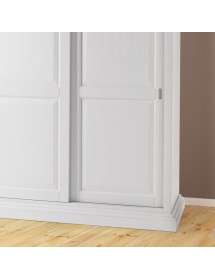 MOBILI 2G - Armadio arte povera 2 Ante scorrevoli legno bianco shabby 183x67x212 vista frontale zoccolo