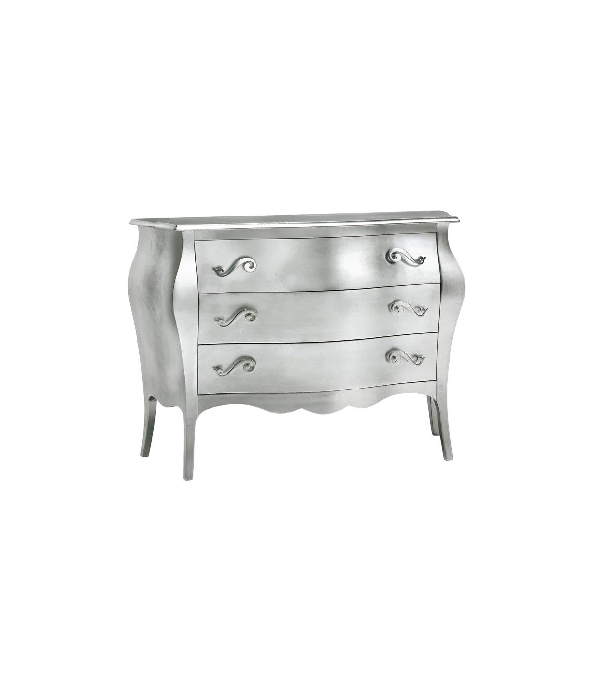 MOBILI 2G - Comò 3 cassetti bombato 116*45*85 ARGENTO (1914) vista frontale