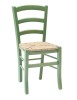 MOBILI 2G - SET 02 SEDIE IN LEGNO MASSELLO FINITURA ANILINA VERDE/PAGLIA vista frontale