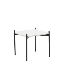 MOBILI 2G - Tavolino quadrato moderno mdf polipropilene bianco nero 51X51X43,5 vista laterale