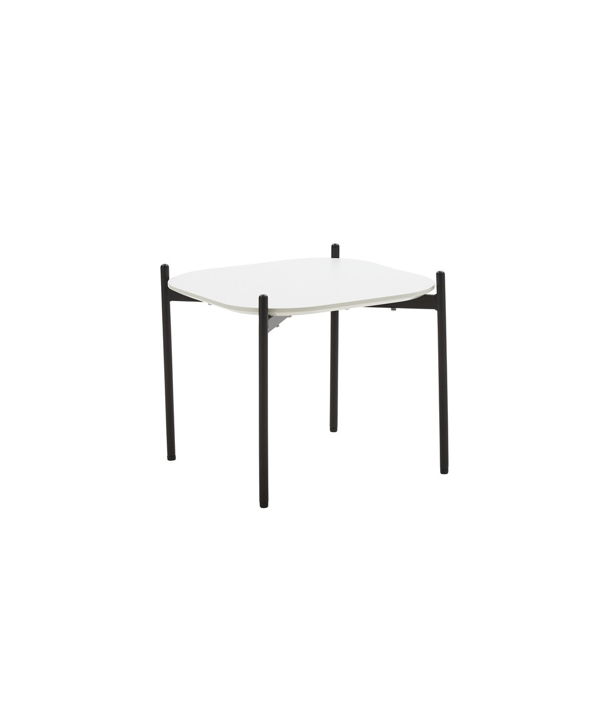 MOBILI 2G - Tavolino quadrato moderno mdf polipropilene bianco nero 51X51X43,5 vista laterale