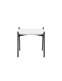 MOBILI 2G - Tavolino quadrato moderno mdf polipropilene bianco nero 51X51X43,5 vista frontale