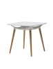 MOBILI 2G - Tavolino quadrato moderno bianco e legno 80X80X73 vista laterale