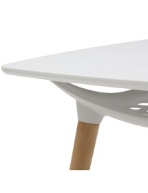 MOBILI 2G - Tavolino quadrato moderno bianco e legno 80X80X73 vista sotto piano