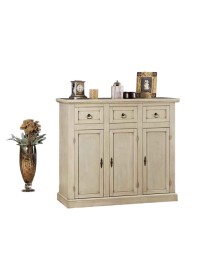 MOBILI 2G - MADIA CREDENZA IN LEGNO AVORIO PATINATO L.100 P.39 H.85