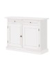 MOBILI 2G - MADIA CREDENZA 2 PORTE ARTE POVERA IN LEGNO BIANCO 105x42x85 vista frontale
