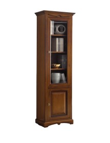 MOBILI 2G - Parete porta tv Soggiorno classica legno tinta noce vista frontale vetrina