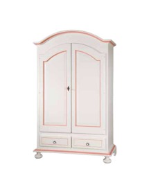 MOBILI 2G - ARMADIO 2 ANTE LEGNO SHABBY BIANCO E ROSA 125X61X200 VISTA FRONTALE