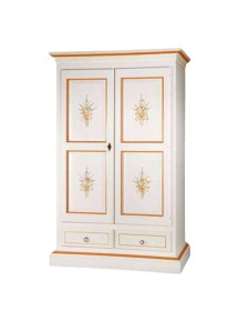 MOBILI 2G - ARMADIO 2 PORTE LEGNO SHABBY BIANCO E DECORI ARANCIONI 125X61X200 ISTA FRONTALE