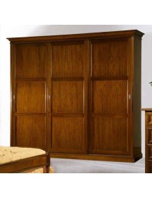 MOBILI 2G - CAMERA COMPLETA IN LEGNO MASSELLO ARTE POVERA TINTA NOCE vista armadio