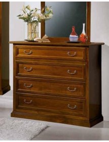 MOBILI 2G - CAMERA COMPLETA IN LEGNO MASSELLO ARTE POVERA TINTA NOCE vista comò