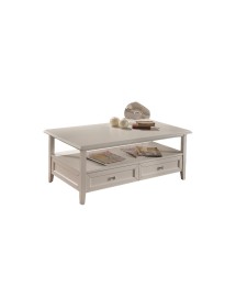 MOBILI 2G - TAVOLINO 2 CASSETTI IN LEGNO CLASSICO BIANCO L.120 P.65 H.51 VISTA FRONTALE